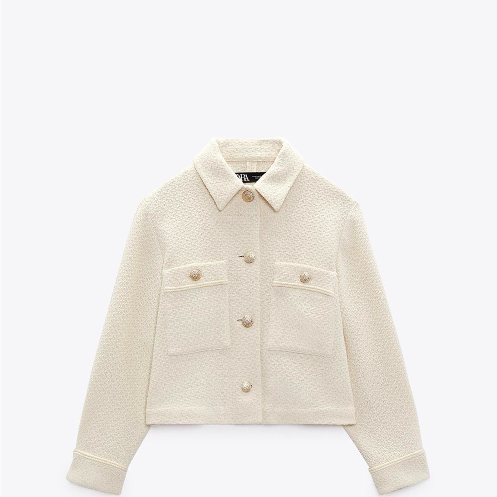 NWOT Zara Cream Textured Blazer